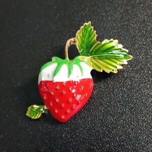Strawberry Brooch with Gold and Green Accents (NEW)